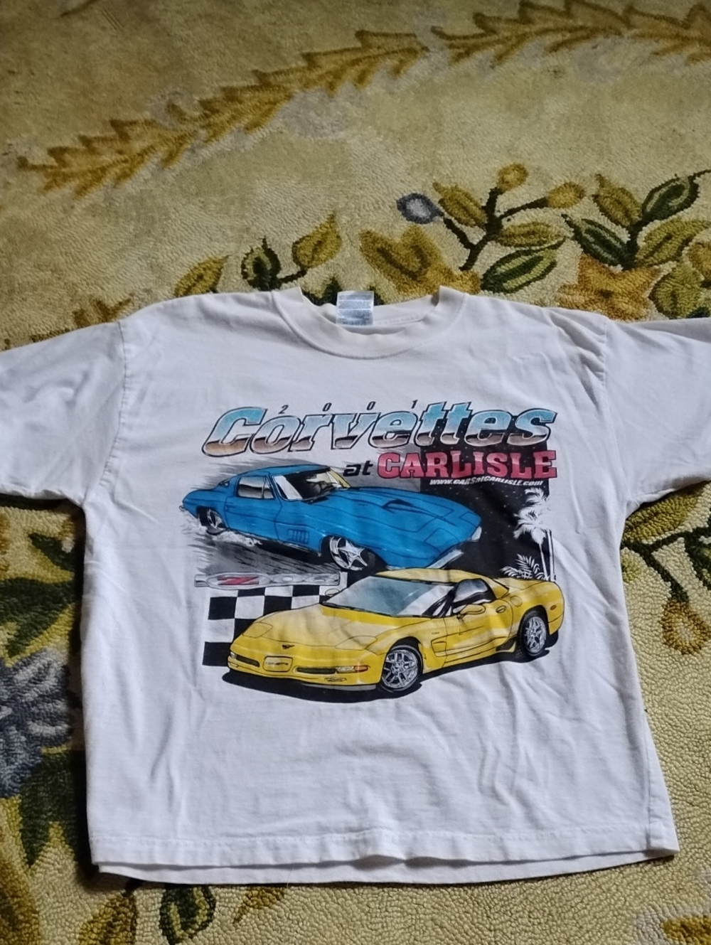Men's White Vintage XL Carlisle Corvette Car Automotive Shirt